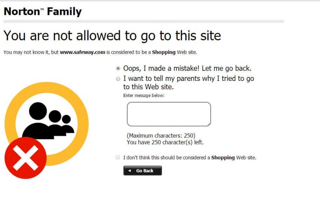 norton family website ban